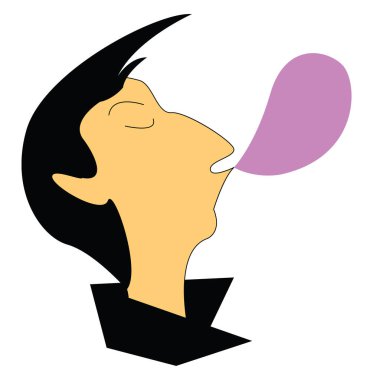 Genç çocuk üfleme kabarcık sakız vektör veya renk illüstrasyon