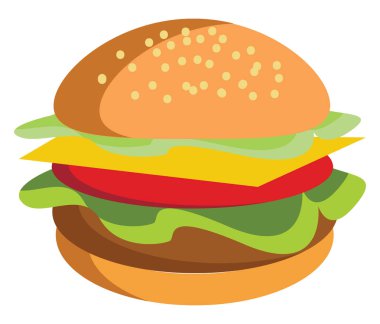 Büyük bir burger vektör veya renk illüstrasyon