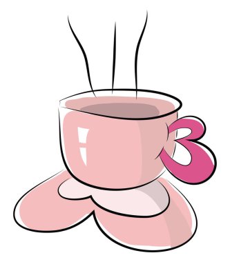 Pembe çay bardağı vektör veya renk illüstrasyon