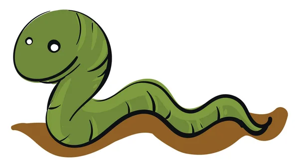 Green worm crawling on the ground  illustration basic RGB vector — Stock Vector