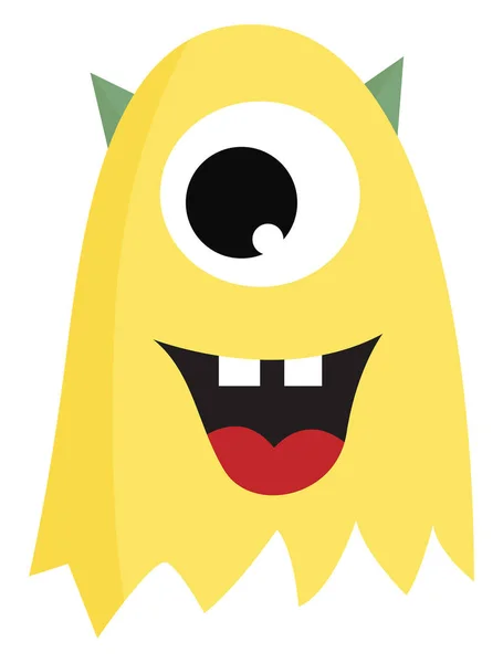 Gelbes Monster mit einem Auge und Hörnern Print-Vektor auf weißem Rücken — Stockvektor