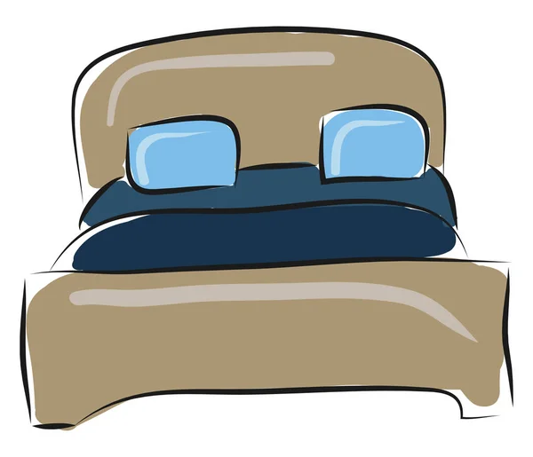 Cama Simple Con Sábanas Azules Vector Illustartion Sobre Fondo Blanco — Vector de stock