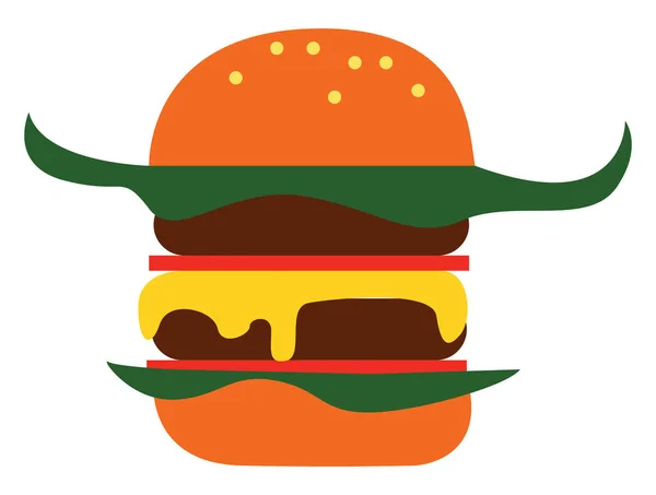 Desenhos Animados Simples Grande Hambúrguer Vetor Ilustração Fundo Branco — Vetor de Stock