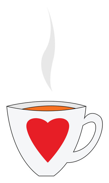 Big heart cup with coffee vector illustartion on white background