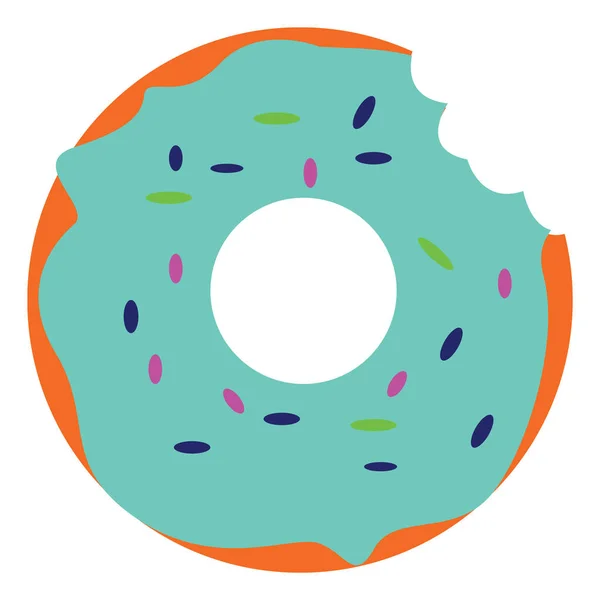 Gebissene Blaue Donut Vektor Illustration Auf Weißem Hintergrund — Stockvektor