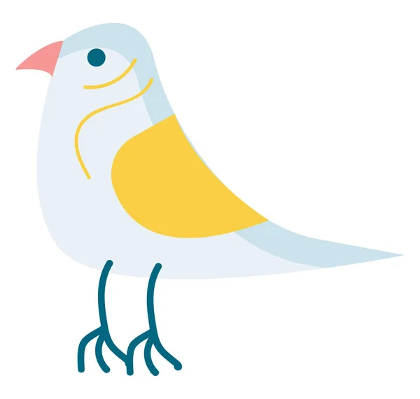 Птица Желтым Векторным Крылом Белом Фоне — стоковый вектор