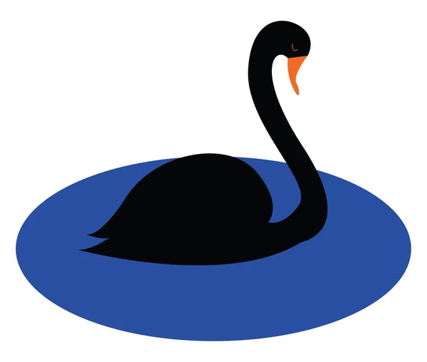 Simple Cartoon Black Swan Vector Illustration White Background — Stock Vector