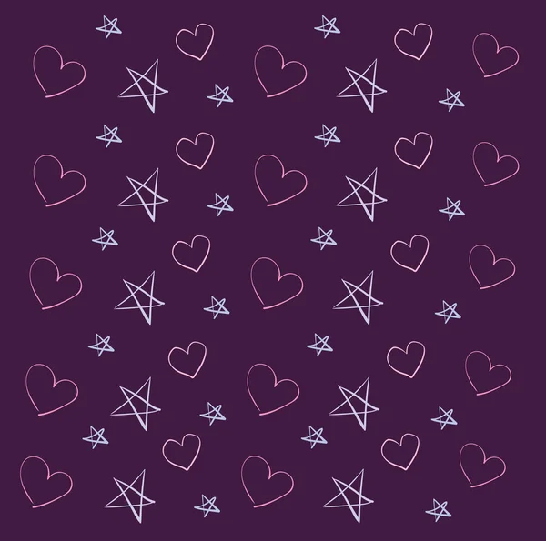 Серця Зірки Фіолетовому Фоні Вектор Ілюстрації Фіолетовому Фоні — стоковий вектор