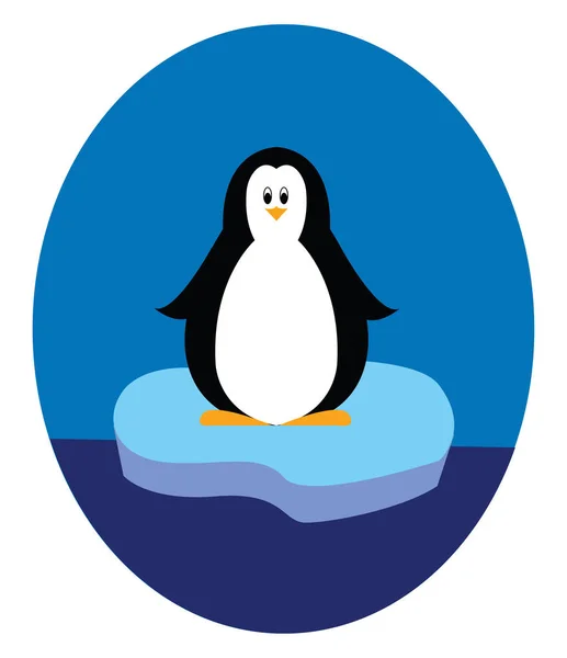 Penguin Staande Ijsberg Illustratie Vector Witte Achtergrond — Stockvector