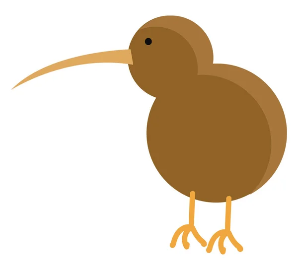 Vector Birdillustración Kiwi Marrón Sobre Fondo Blanco — Vector de stock