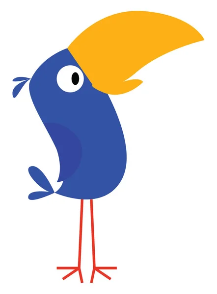 Pequeno Pássaro Azul Com Vetor Beakillustration Amarelo Fundo Branco — Vetor de Stock