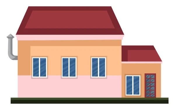 Cartoon Orangefarbenes Gebäude Mit Roter Dachvektorillustration Auf Weißem Hintergrund — Stockvektor
