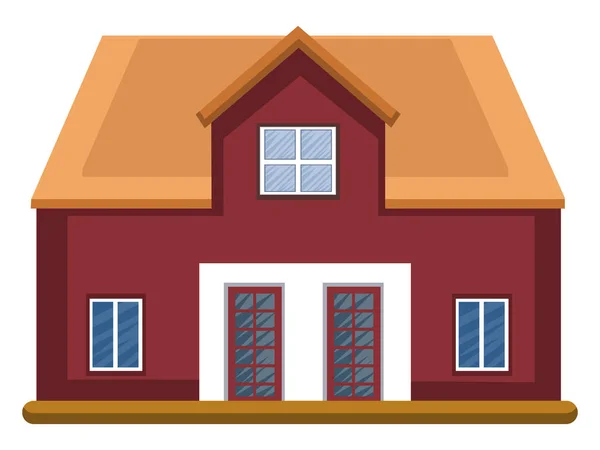 Cartoon Rotes Gebäude Mit Gelbem Dachvektor Illustration Auf Weißem Hintergrund — Stockvektor