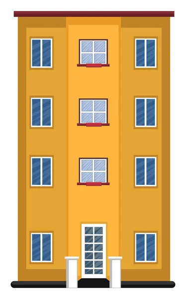 Карикатурное Оранжевое Здание Красной Иллюзией Вектора Крыши Белом Фоне — стоковый вектор