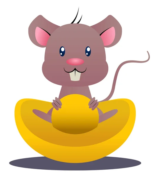 Cartoon Mouse Segurando Chapéu Vetor Ilusão Fundo Branco — Vetor de Stock