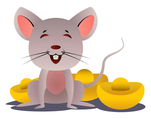 Cartoon Chinese Mouse Vector Illustartion White Background — Stock Vector