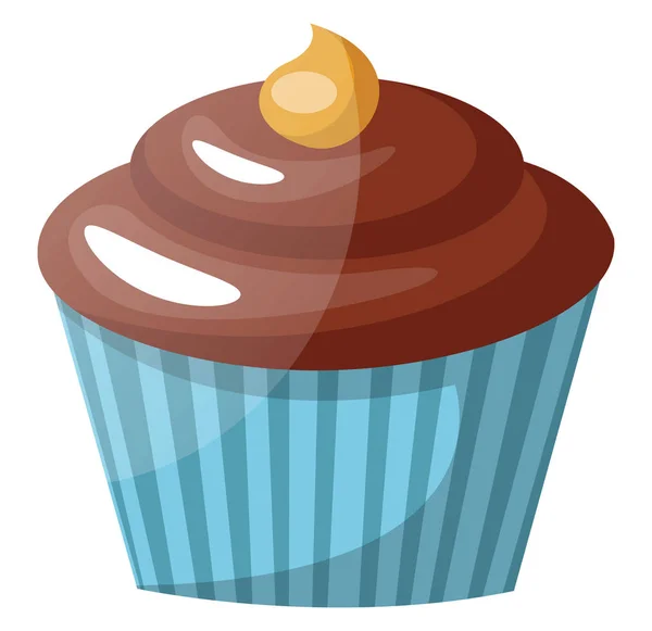 Czekolada Cupcake Masłem Orzechowym Szczycie Ilustracji Wektor Białym Tle — Wektor stockowy
