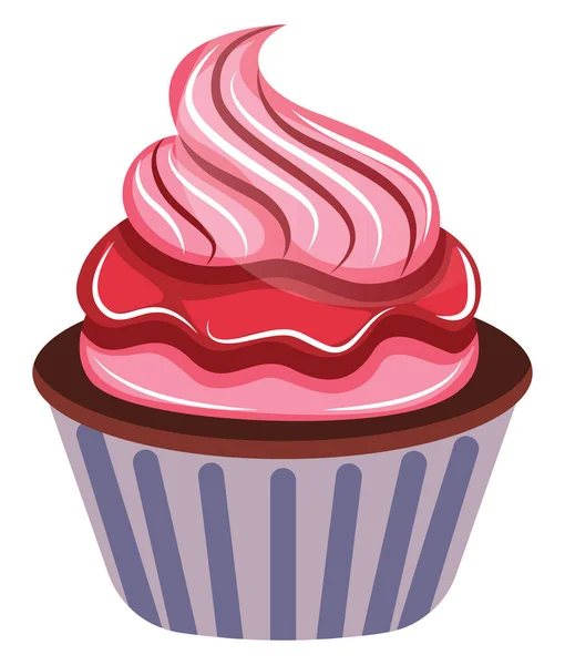 Schokolade Cupcake Mit Himbeerglasur Illustration Vektor Auf Weißem Hintergrund — Stockvektor