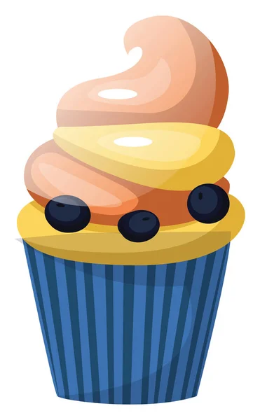 Beyaz Arka Plan Üzerinde Blueberry Cupcakes Illüstrasyon Vektör — Stok Vektör