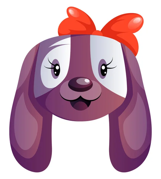 Perro Dibujos Animados Púrpura Con Ilustración Vectores Corbata Roja Sobre — Vector de stock