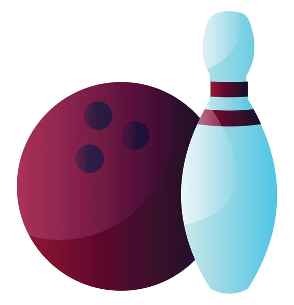 Violette Bowlingkugel Und Blaue Bowlingnadel Vektor Illustration Auf Weißem Hintergrund — Stockvektor