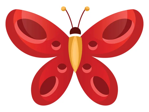 Red Butterfly Vector Illustration White Background — Stock Vector