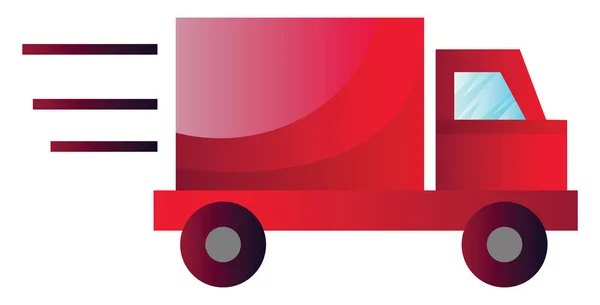 Rode Vrachtwagen Hoge Snelheid Vector Illustratie Een Witte Achtergrond — Stockvector