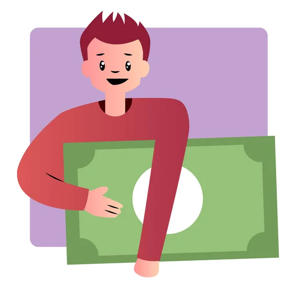 Cartoon Man Bedrijf Geld Vector Illustartion Witte Achtergrond — Stockvector