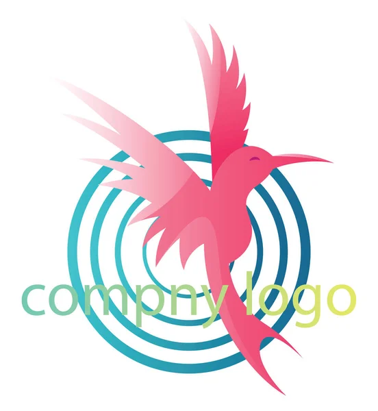 Pink Bird Four Blue Circles Blank Text Vector Logo Design — Stock Vector