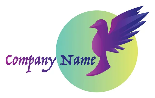 Vecteur Minimaliste Oiseau Violet Intérieur Lumière Vert Cercle Logo Design — Image vectorielle