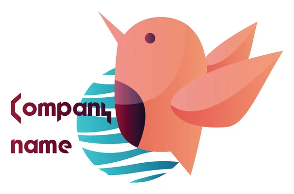 Logo Vectoriel Oiseau Rose Clair Avec Texte Vierge Sur Fond — Image vectorielle