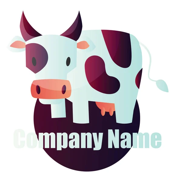 Vaca Con Marcas Púrpura Delante Del Diseño Del Logotipo Del — Vector de stock