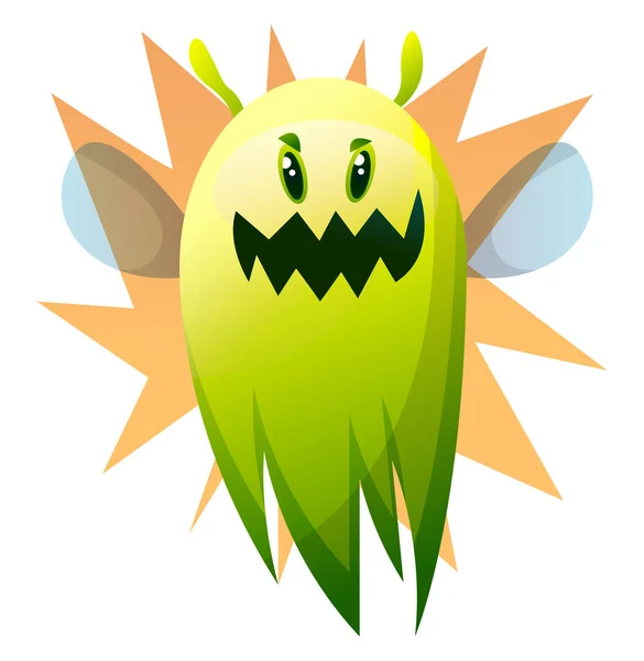 微笑的动画片绿色怪物向量在白色背景上的突出 — 图库矢量图片