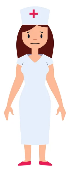 Female Nurse Character Vector Illustration White Background — Stock Vector