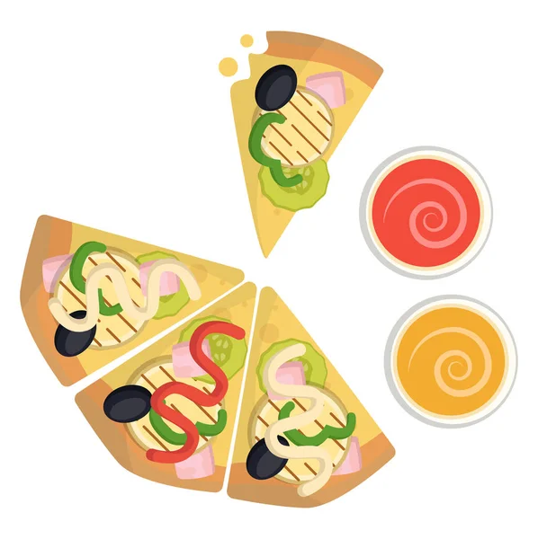 Vegetarian Pizza Dips Illustration Vector White Background — Stock Vector