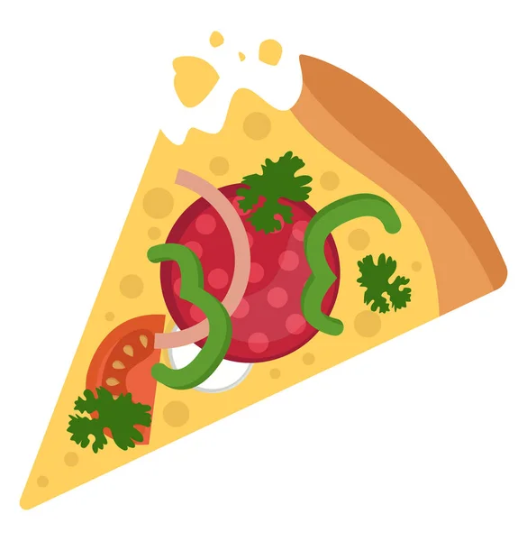 Pizza Salami Avec Vecteur Illustration Légumes Sur Fond Blanc — Image vectorielle