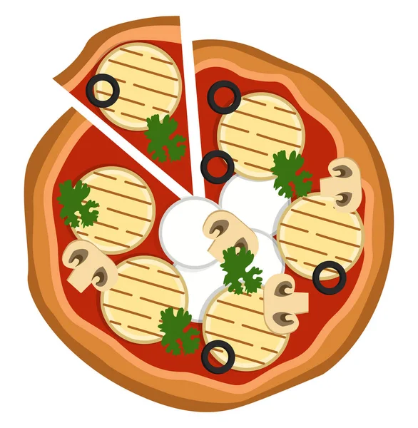Grillad Veggie Pizza Illustration Vektor Vit Bakgrund — Stock vektor
