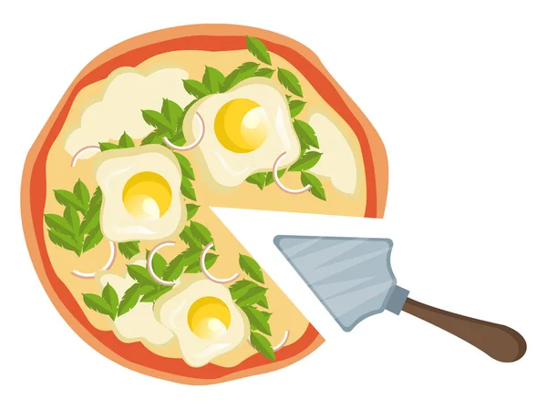 Pizza Con Uova Illustrazione Vettoriale Sfondo Bianco — Vettoriale Stock
