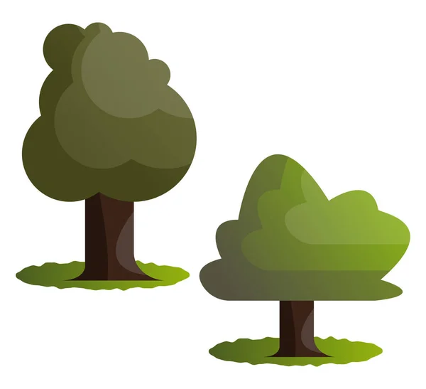 Paar Grüne Bäume Vektor Illustration Auf Weißem Hintergrund — Stockvektor