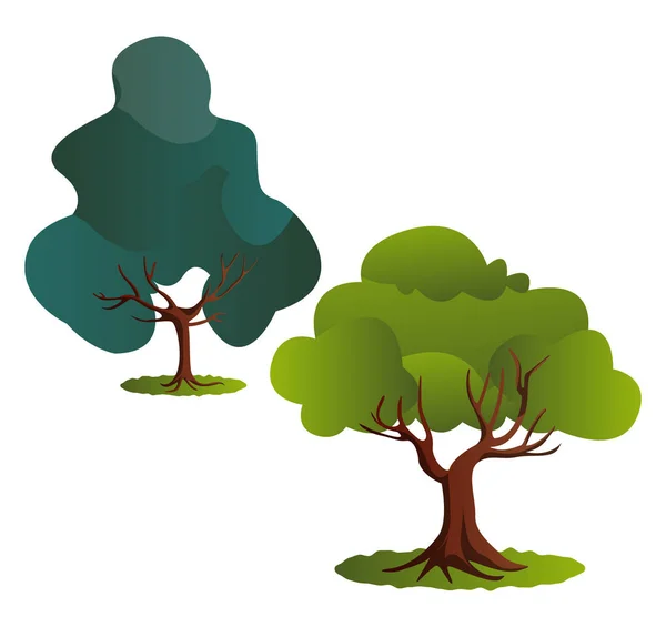 Paar Groene Bomen Vector Illustratie Witte Achtergrond — Stockvector