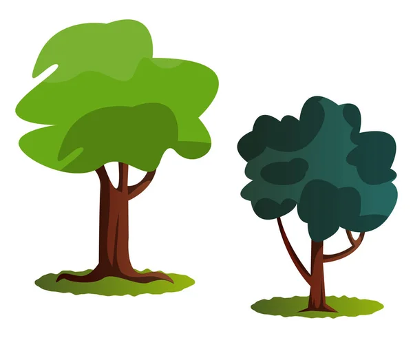 Δύο Πράσινα Δέντρα Διανυσματική Απεικόνιση Λευκό Φόντο — Διανυσματικό Αρχείο