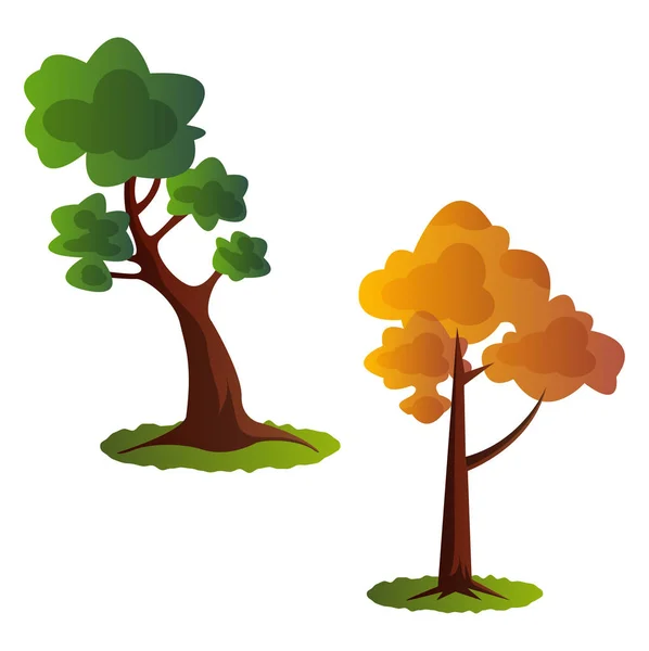 Δύο Φθινόπωρο Δέντρο Εικόνα Διάνυσμα Λευκό Φόντο — Διανυσματικό Αρχείο