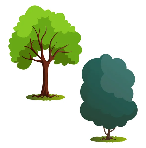 Pár Zelených Stromů Vektorová Ilustrace Bílém Pozadí — Stockový vektor