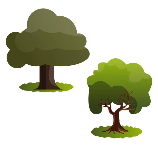 Пара Зелених Дерев Векторні Ілюстрації Білому Тлі — стоковий вектор