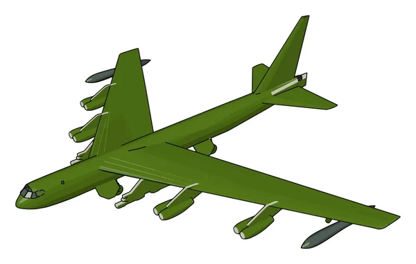 Groen Militair Vliegtuig Met Raketten Vector Illustratie Witte Achtergrond — Stockvector