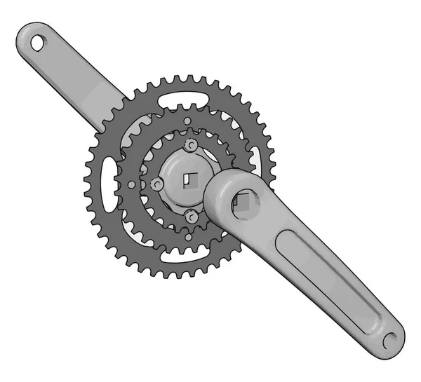 Anillos Cadena Bicicleta Gris Con Pedal Crank Arms Vector Ilustración — Archivo Imágenes Vectoriales