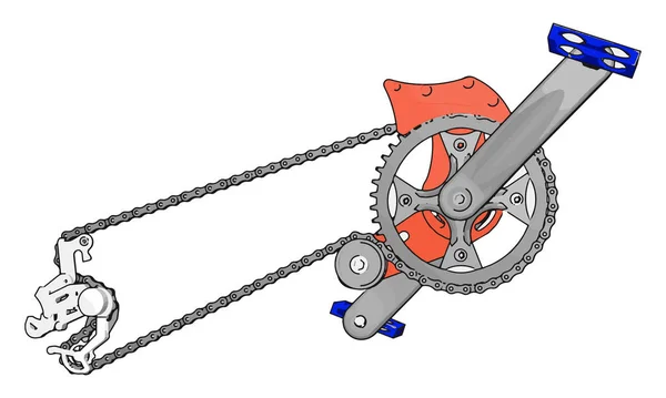 Set Manivele Gri Pentru Biciclete Pedale Albastre Ilustrație Vectorială Fundal — Vector de stoc