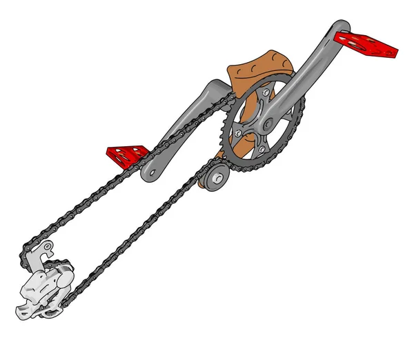 Set Manivele Gri Pentru Biciclete Pedale Roșii Ilustrație Vectorială Fundal — Vector de stoc