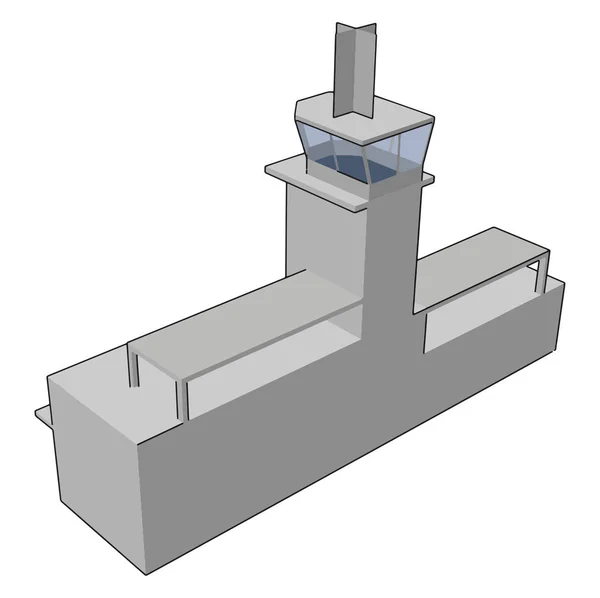 Egyszerű Vektoros Illusztráció Egy Szürke Repülőtéri Torony Fehér Háttér — Stock Vector
