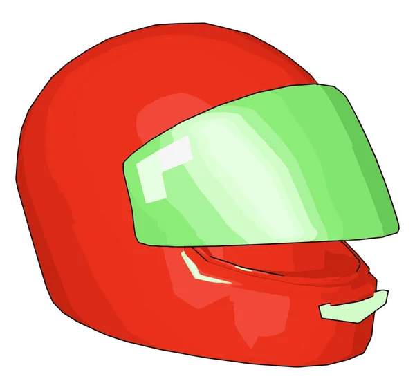 Red Green Motorcycle Helmet Vector Illustration White Background — Stock Vector